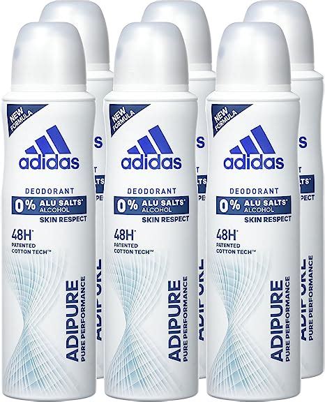 adidas adipure Deodorant Body Spray for Women, Pack of 6 (6 x 